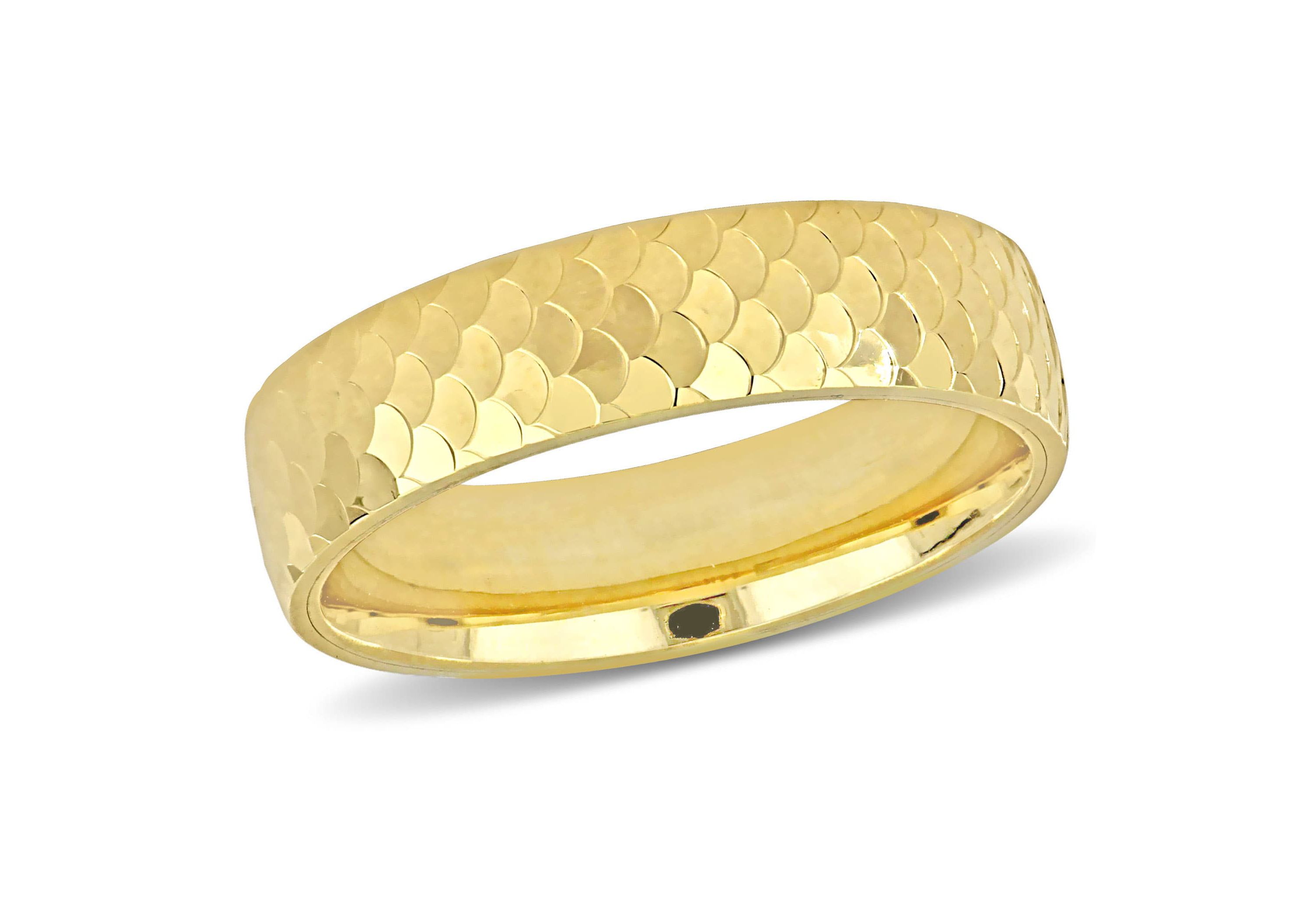 5MM Geometric Pattern Wedding Band in 14K Yellow Gold