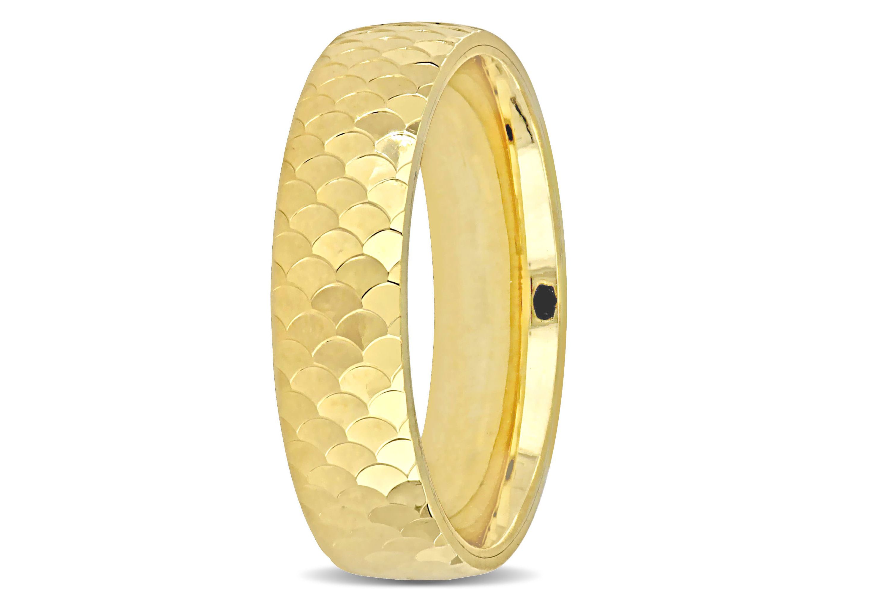 5MM Geometric Pattern Wedding Band in 14K Yellow Gold