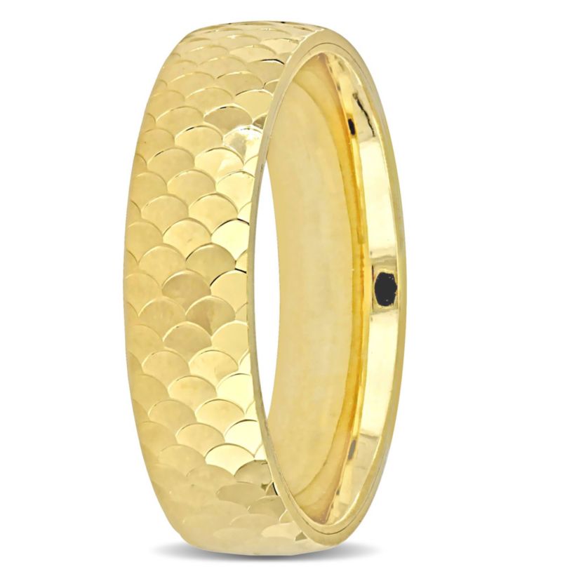 5MM Geometric Pattern Wedding Band in 14K Yellow Gold