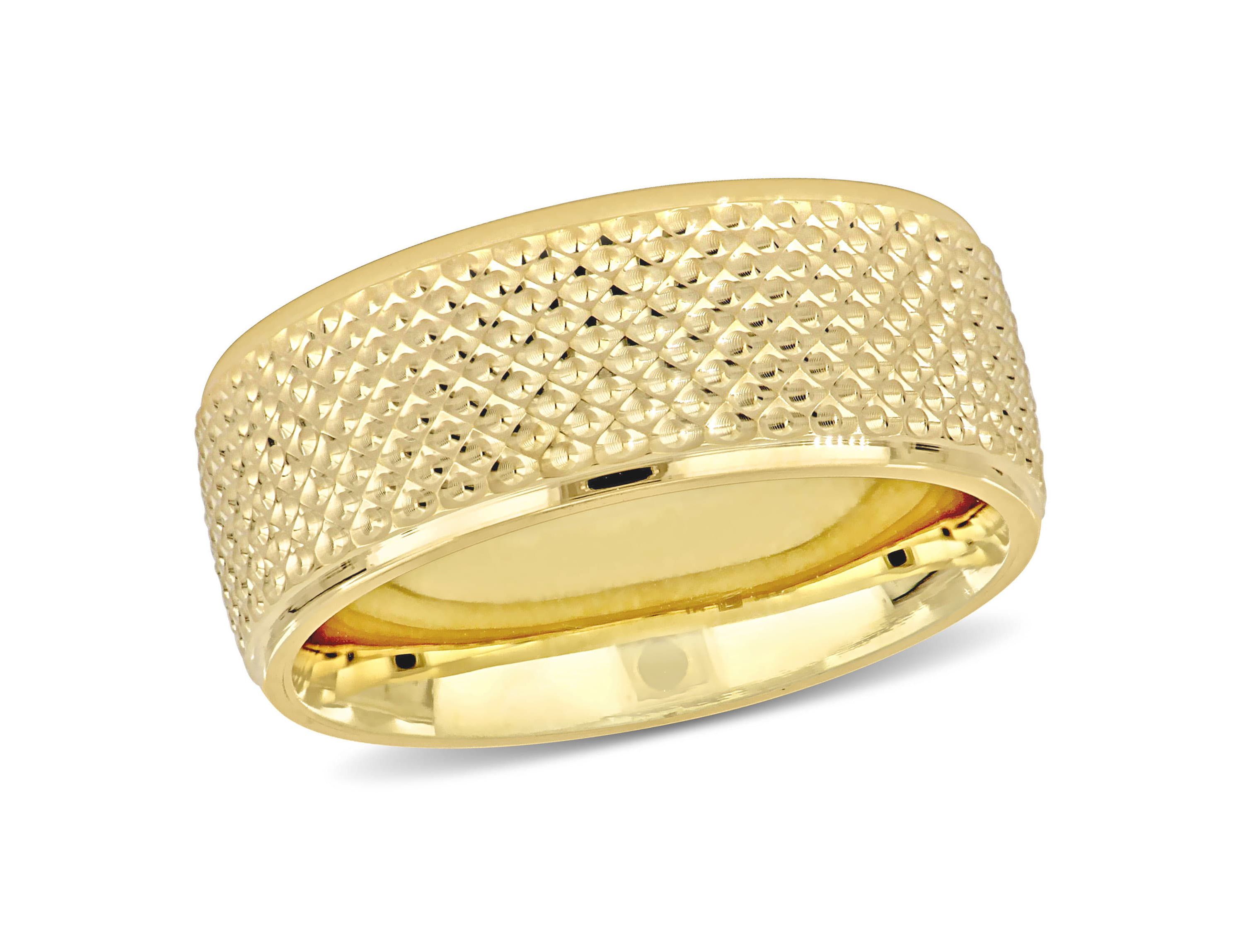 8MM Geometric Pattern Wedding Band in 14K Yellow Gold
