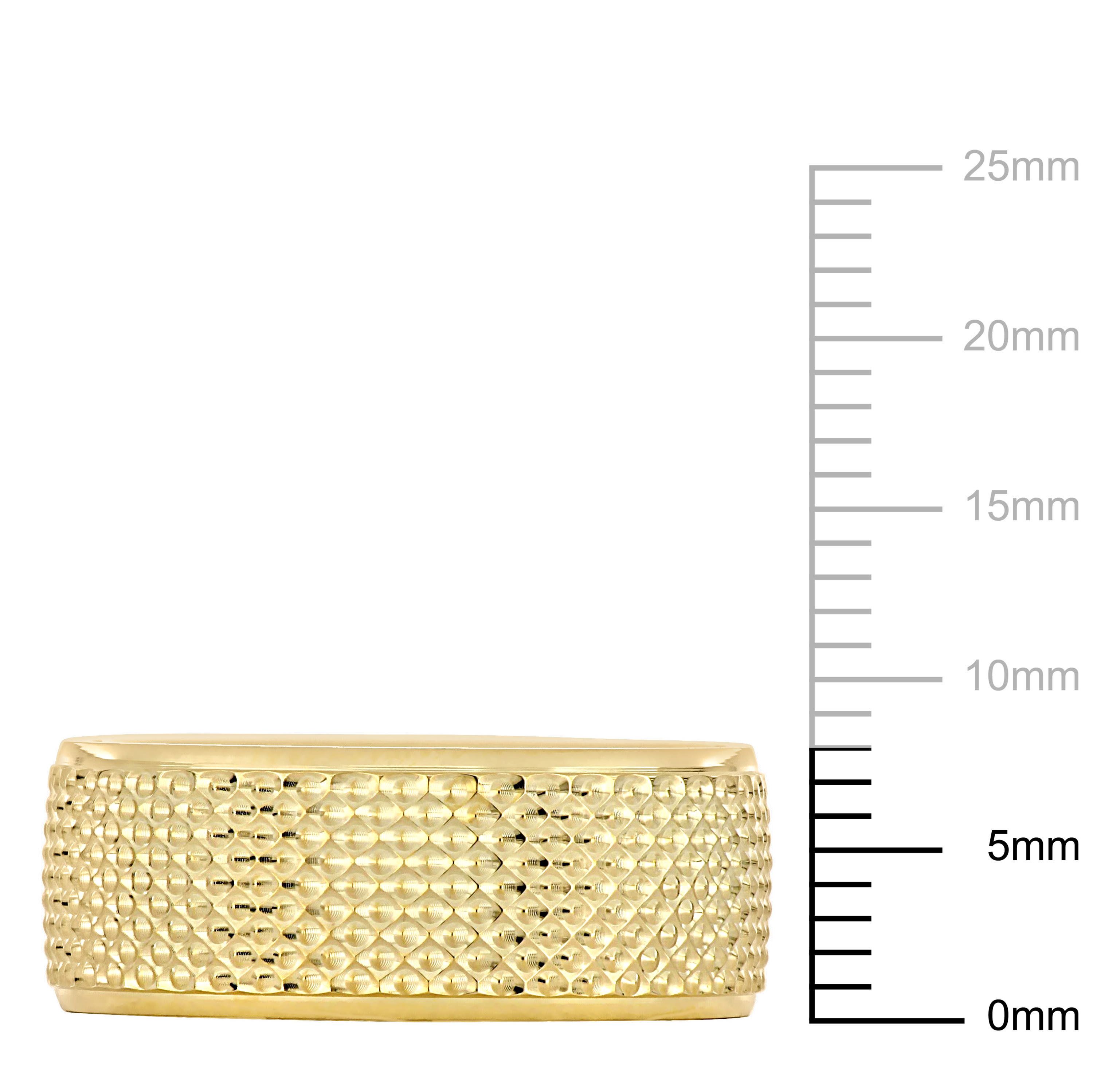 8MM Geometric Pattern Wedding Band in 14K Yellow Gold
