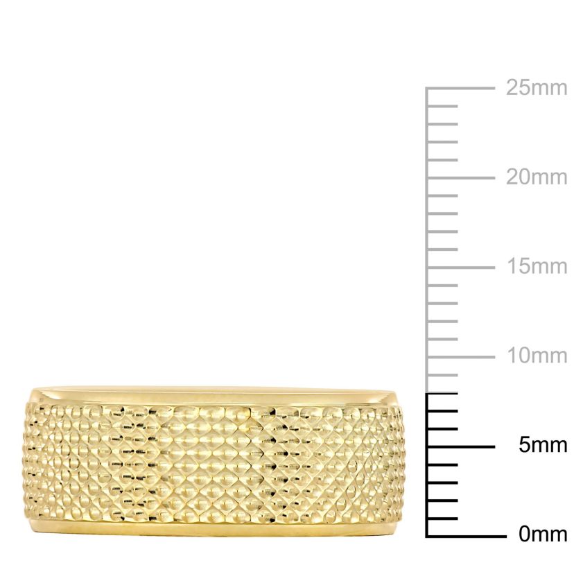 8MM Geometric Pattern Wedding Band in 14K Yellow Gold