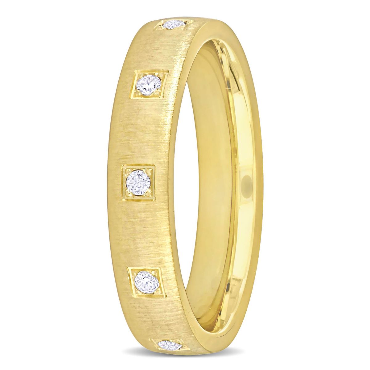 Cubic Zirconia Eternity Brushed Finish Wedding Band in 14K Yellow Gold