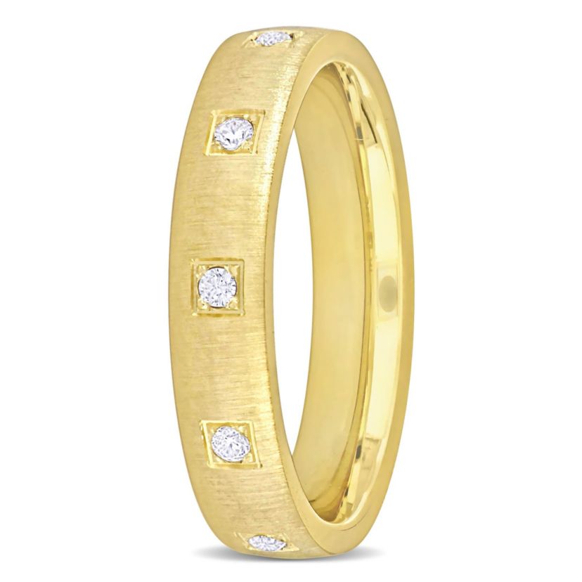Cubic Zirconia Eternity Brushed Finish Wedding Band in 14K Yellow Gold