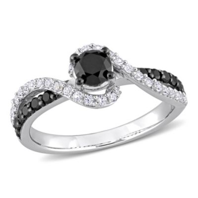 Belk & Co Lab Created 3/4 ct. t.w. Black Diamond and White Sapphire Engagement Ring in Sterling Silver with Black Rhodium Plated, 9