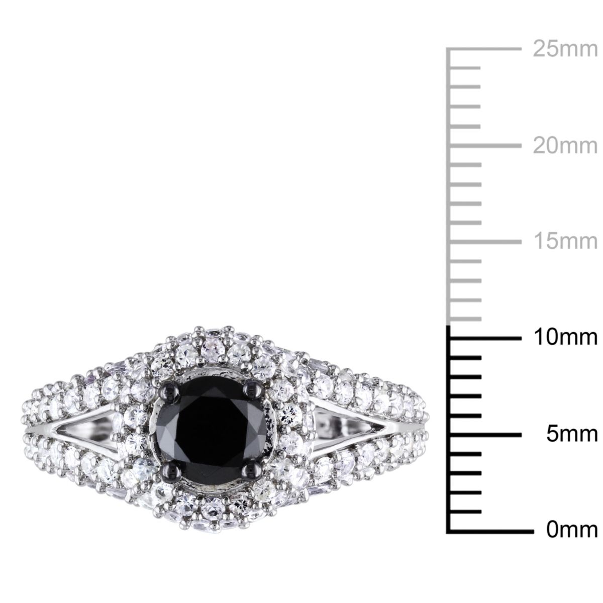 Lab Created 1 ct. t.w. Black Diamond and Created White Sapphire Engagement Ring in Sterling Silver with Black Rhodium Plated