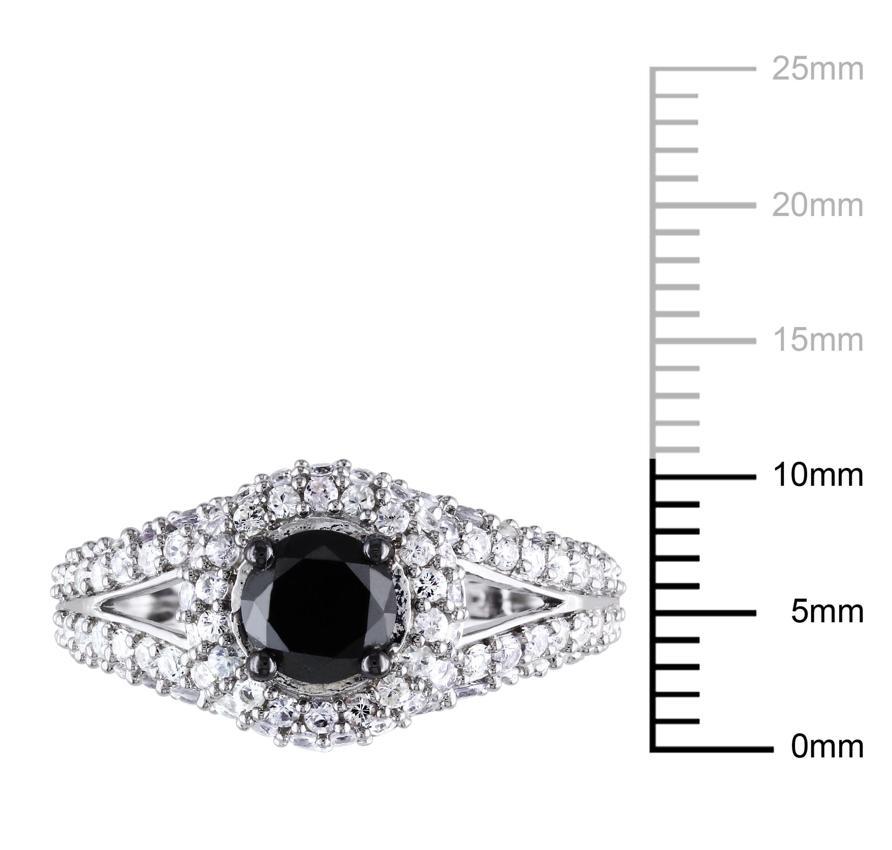 Lab Created 1 ct. t.w. Black Diamond and Created White Sapphire Engagement Ring in Sterling Silver with Black Rhodium Plated