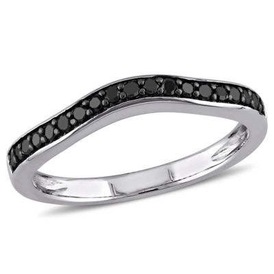 Belk & Co 1/5 ct. t.w. Black Diamond Wedding Band in Sterling Silver with Black Rhodium Plated, White, 9