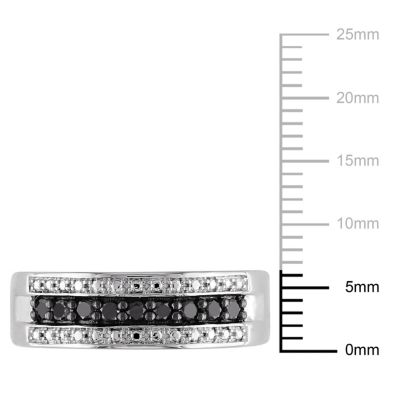 1/4 ct. t.w. Black Diamond Anniversary Band Sterling Silver with Rhodium Plated