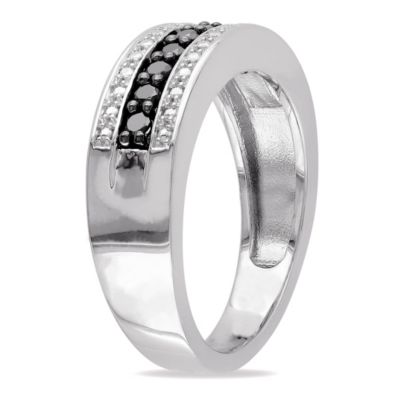 1/4 ct. t.w. Black Diamond Anniversary Band Sterling Silver with Rhodium Plated