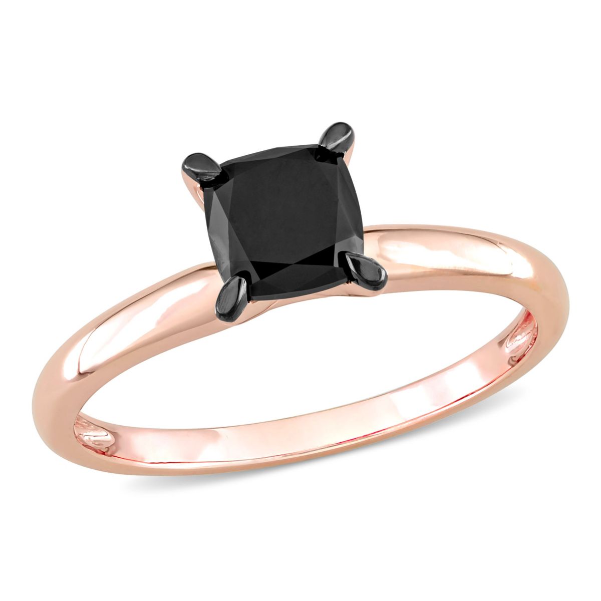 1 ct. t.w. Black Diamond Solitaire Engagement Ring in 14K Rose Gold