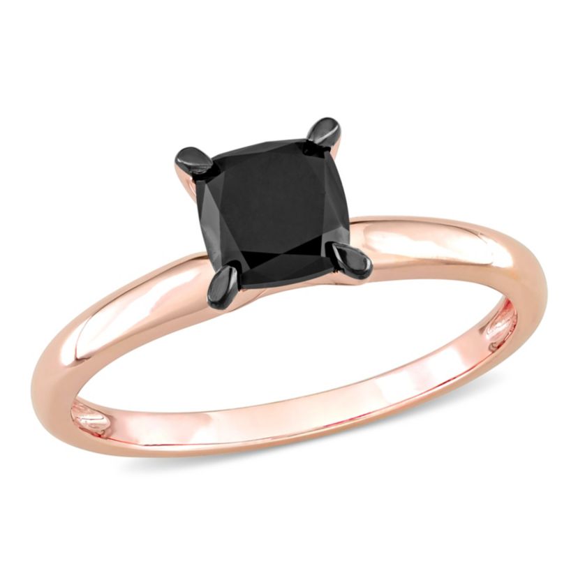 1 ct. t.w. Black Diamond Solitaire Engagement Ring in 14K Rose Gold