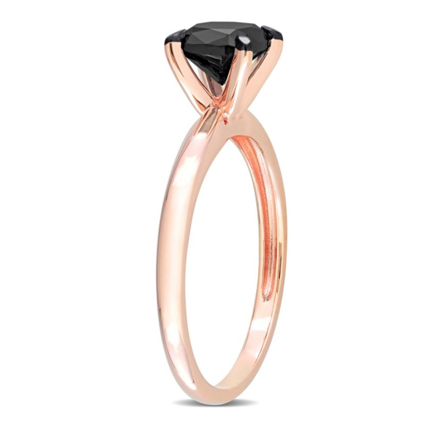 1 ct. t.w. Black Diamond Solitaire Engagement Ring in 14K Rose Gold