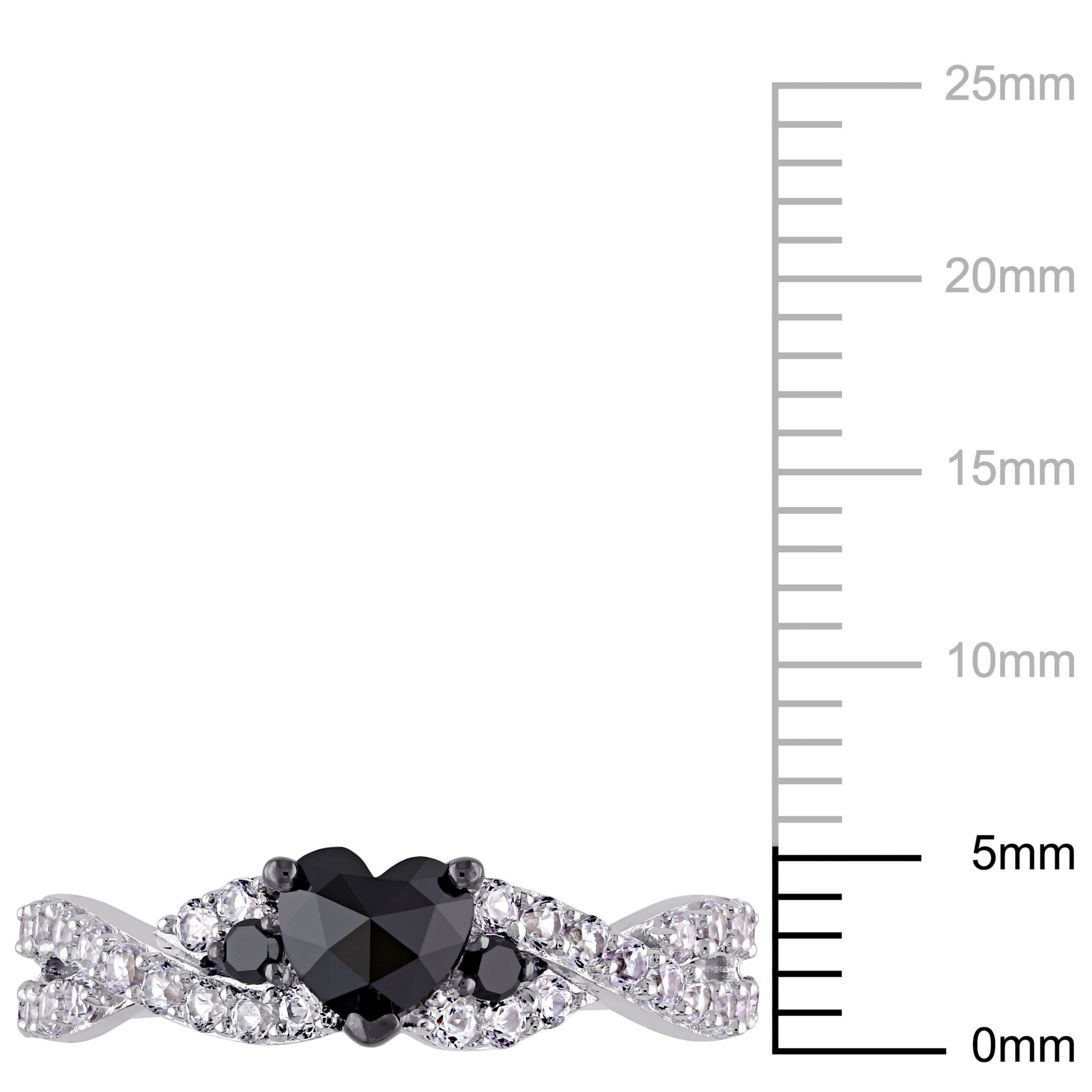 3/5 ct. t.w. Black Diamond and Created White Sapphire Engagement Ring in Sterling Silver with Black Rhodium Plated