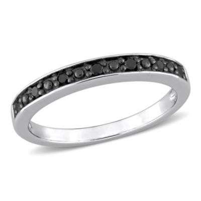 Belk Co 1/10 ct t w Black Diamond Wedding Band in Sterling Silver