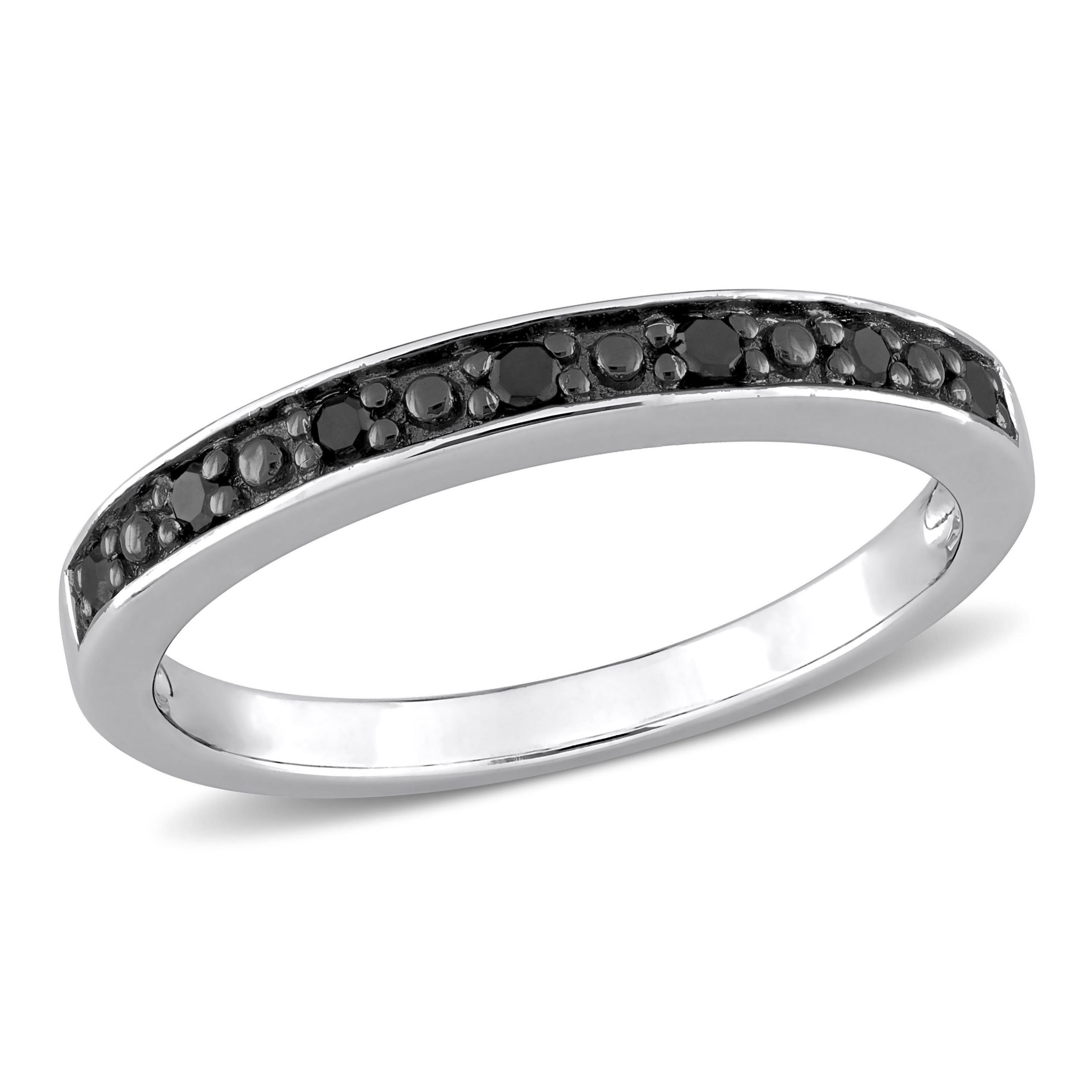 1/10 ct. t.w. Black Diamond Wedding Band in Sterling Silver with Black Rhodium Plated