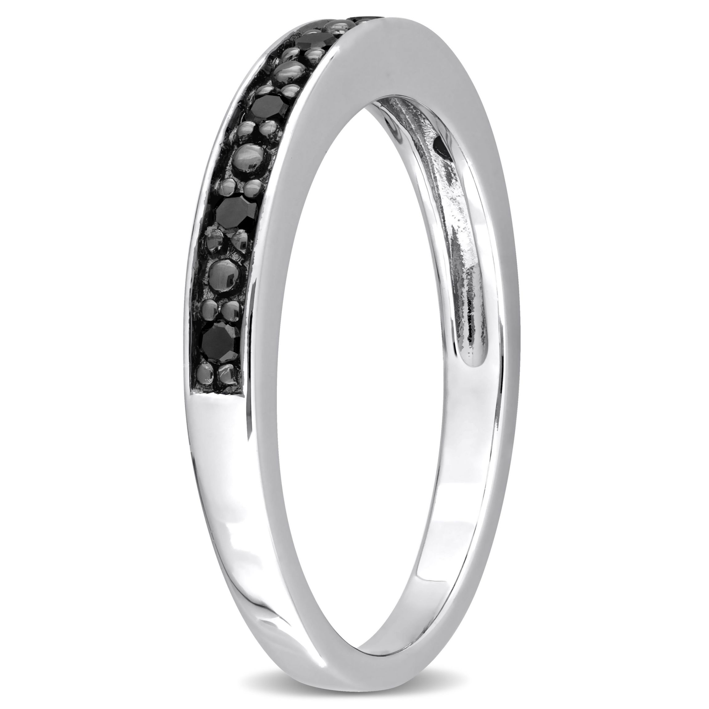 1/10 ct. t.w. Black Diamond Wedding Band in Sterling Silver with Black Rhodium Plated