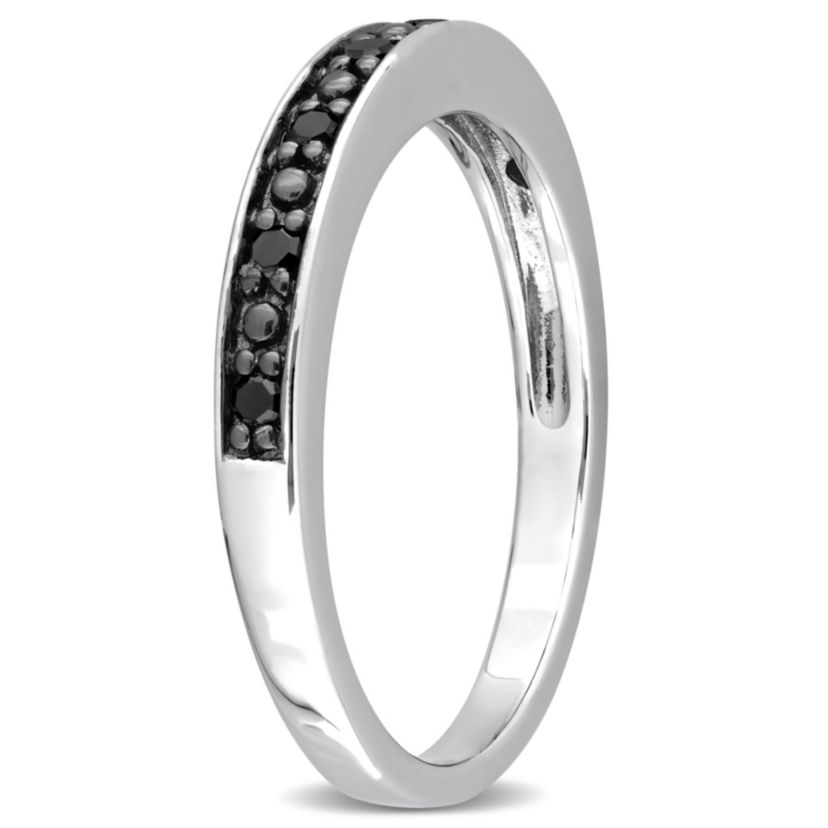 1/10 ct. t.w. Black Diamond Wedding Band in Sterling Silver with Black Rhodium Plated