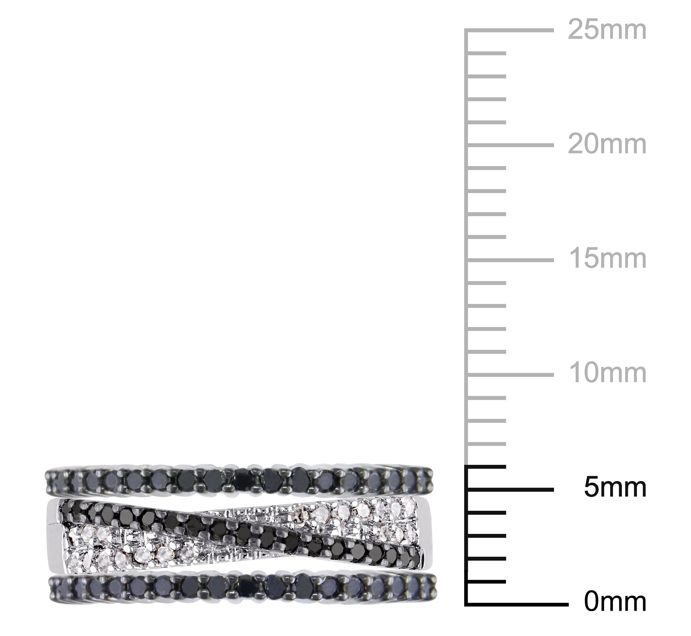 5/8 ct. t.w. Black and White Diamond Crossover Anniversary Ring Set in Sterling Silver