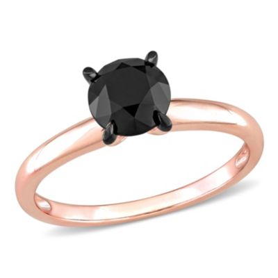 Belk & Co 1.5 ct. t.w. Black Diamond Solitaire Engagement Ring in 14K Rose Gold, Pink, 5.5 -  0620400168522