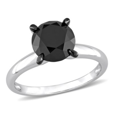 Belk & Co 3 ct. t.w. Black Diamond Solitaire Ring in 14K White Gold with Black Rhodium Plated, 6