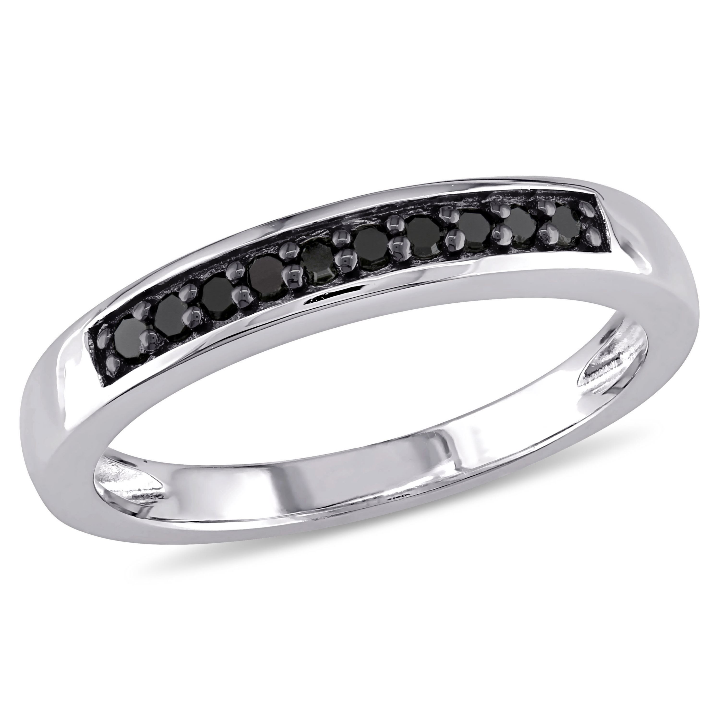 1/10 ct. t.w. Black Diamond Anniversary Band in Sterling Silver with Black Rhodium Plated