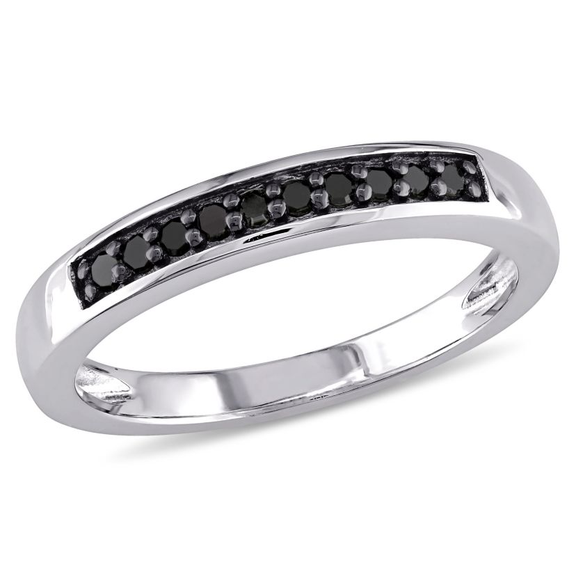 1/10 ct. t.w. Black Diamond Anniversary Band in Sterling Silver with Black Rhodium Plated