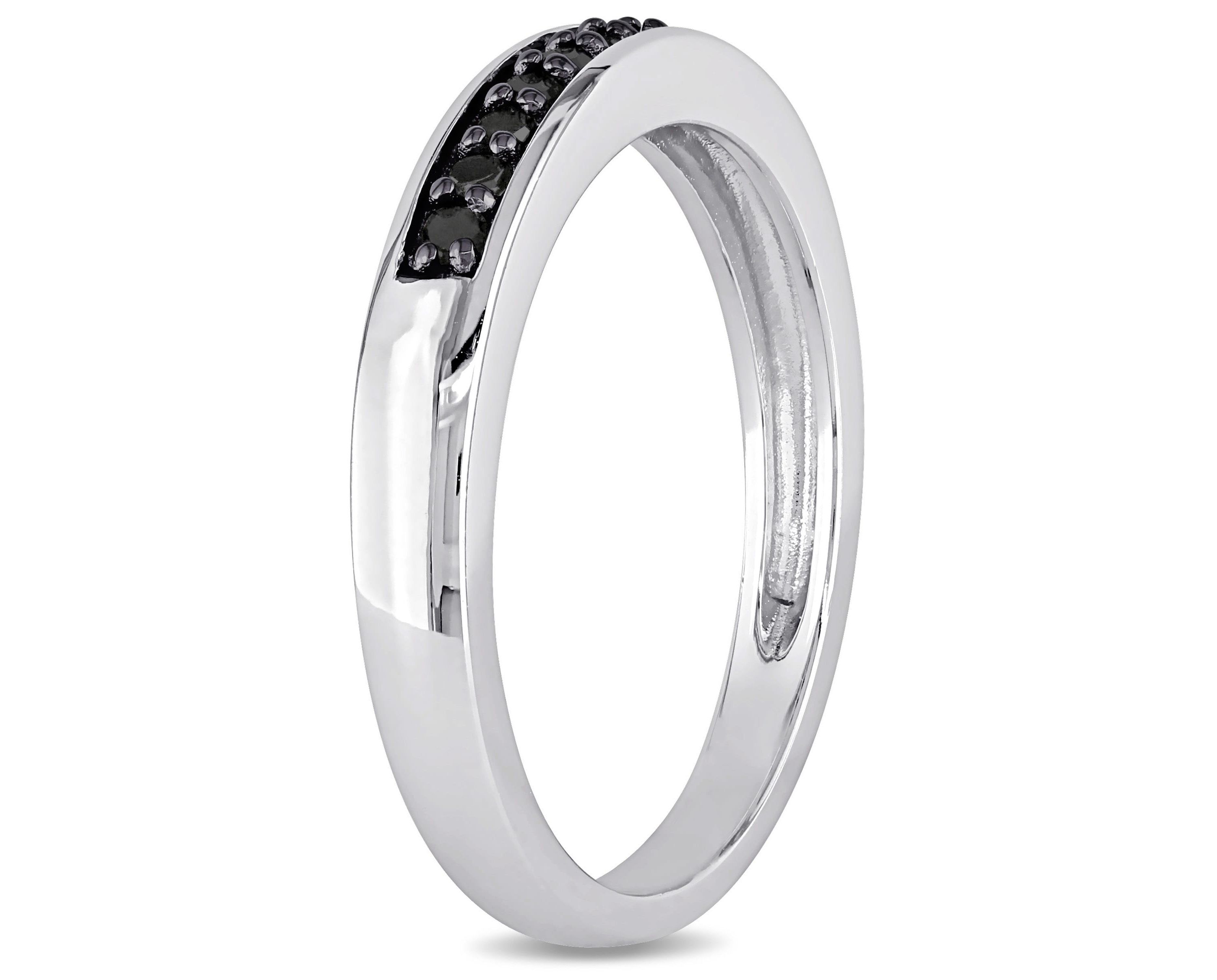 1/10 ct. t.w. Black Diamond Anniversary Band in Sterling Silver with Black Rhodium Plated