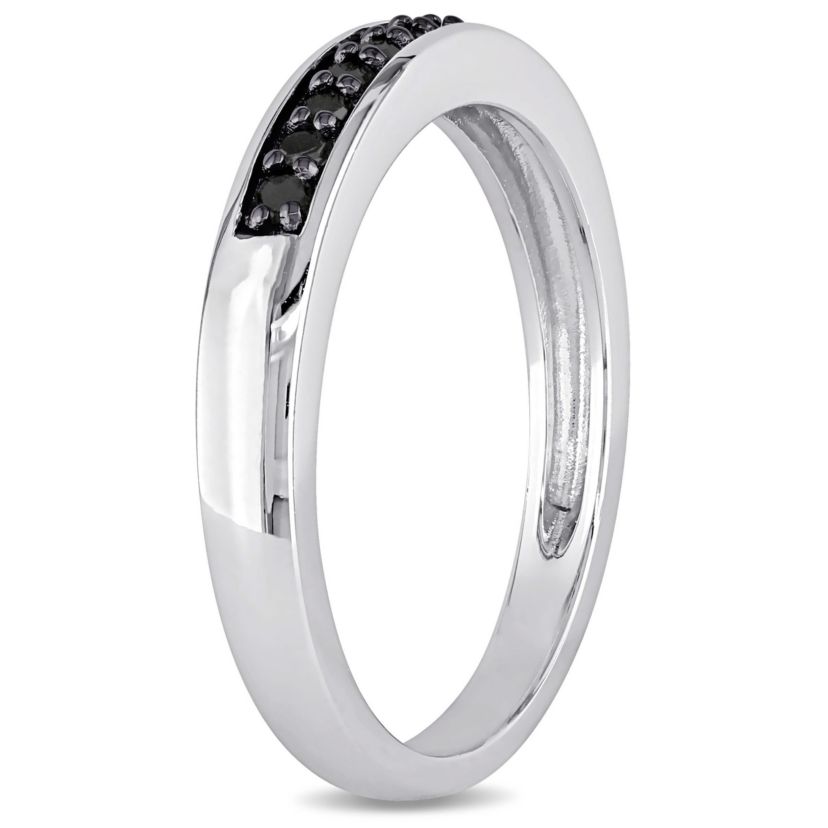 1/10 ct. t.w. Black Diamond Anniversary Band in Sterling Silver with Black Rhodium Plated