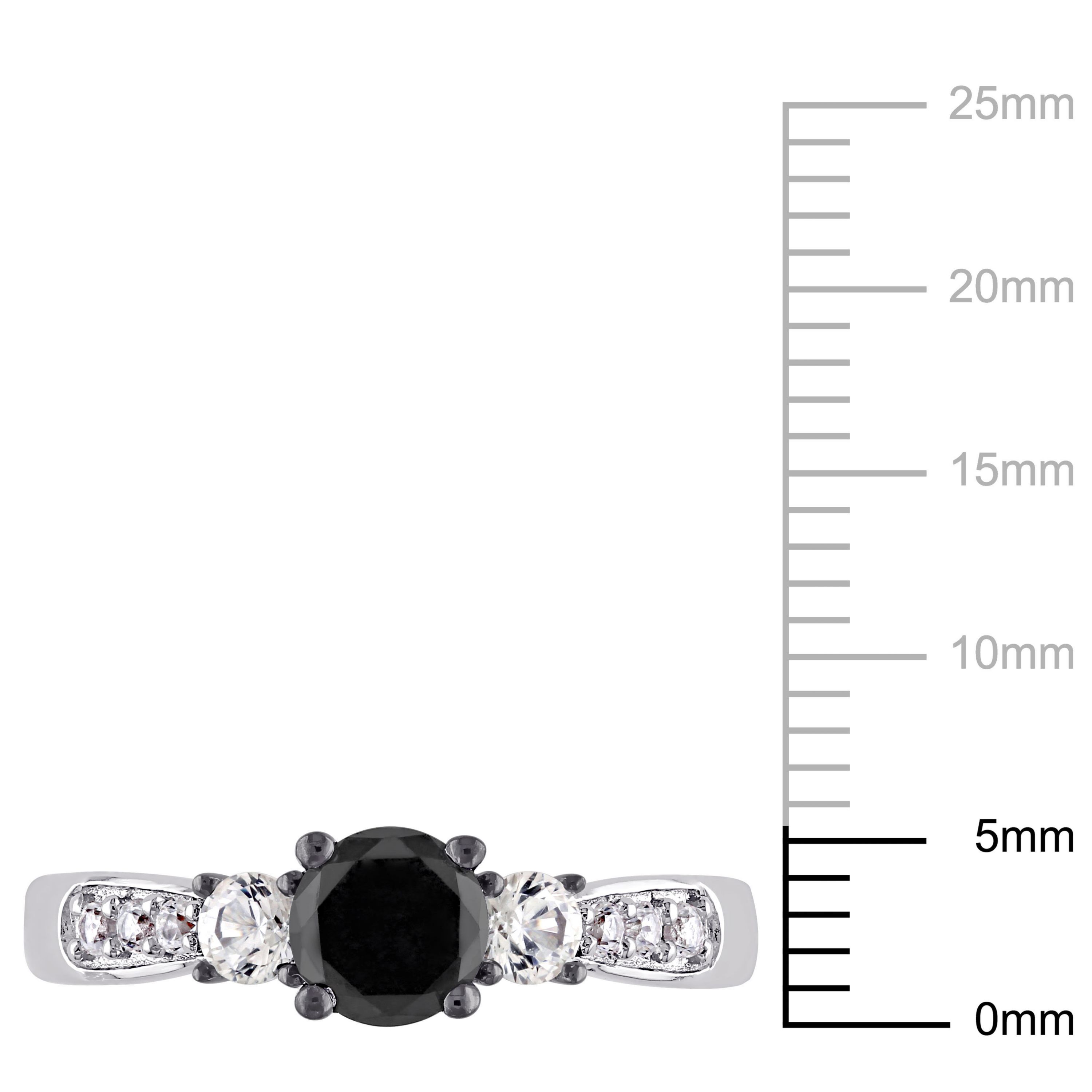 3/4 ct. t.w. Black Diamond and Created White Sapphire Engagement Ring in Sterling Silver