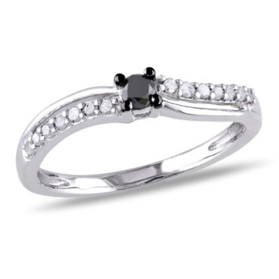 Belk & Co 1/4 ct. t.w. Black and White Diamond Engagement Ring in Sterling Silver with Black Rhodium Plated