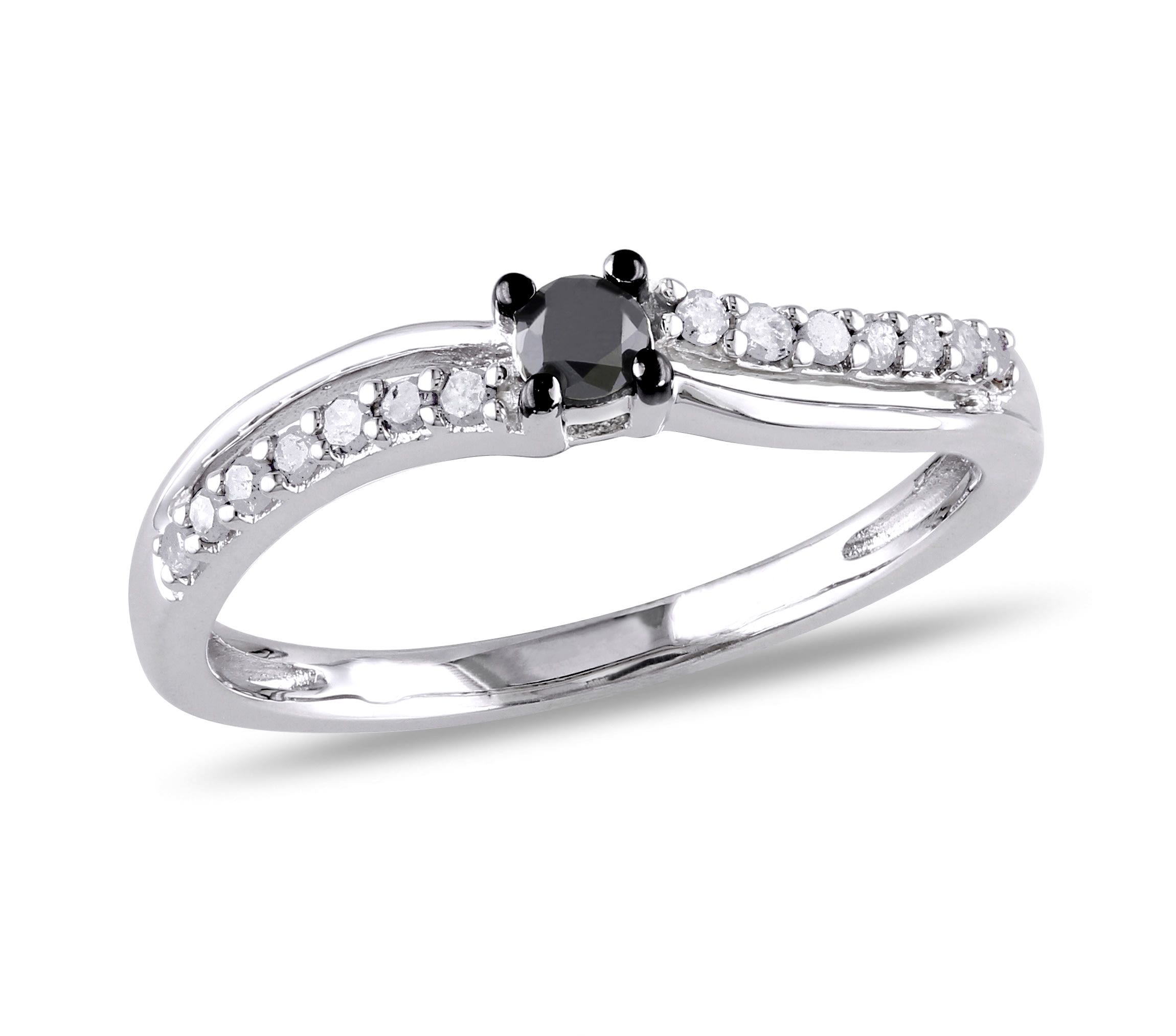 1/4 ct. t.w. Black and White Diamond Engagement Ring in Sterling Silver with Black Rhodium Plated