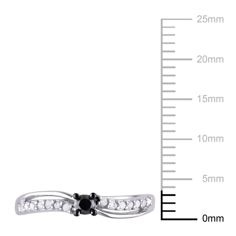 1/4 ct. t.w. Black and White Diamond Engagement Ring in Sterling Silver with Black Rhodium Plated