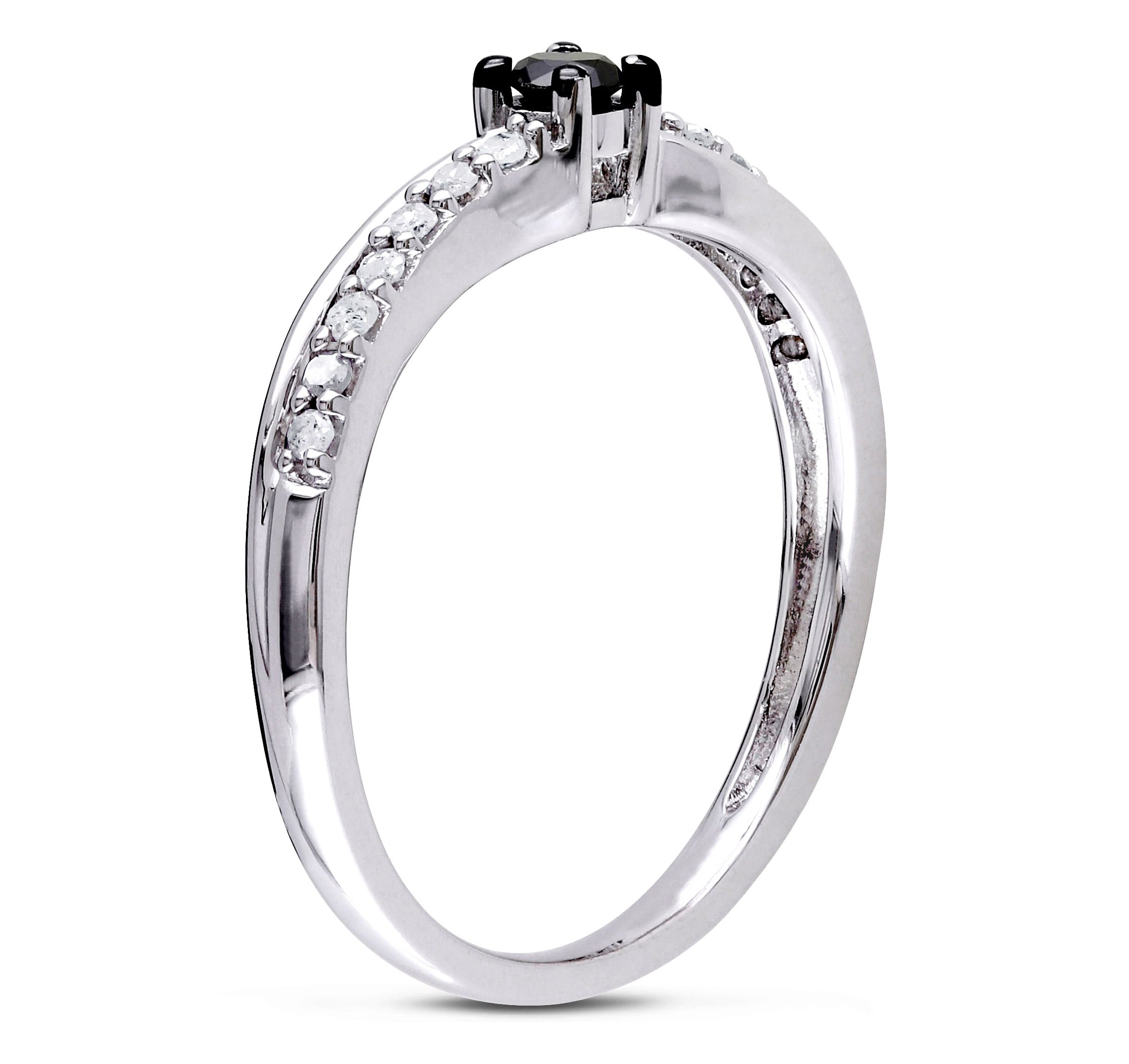 1/4 ct. t.w. Black and White Diamond Engagement Ring in Sterling Silver with Black Rhodium Plated