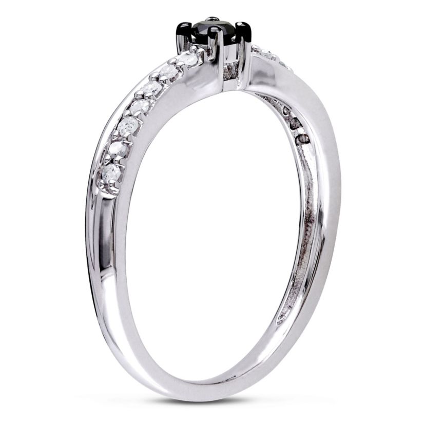 1/4 ct. t.w. Black and White Diamond Engagement Ring in Sterling Silver with Black Rhodium Plated