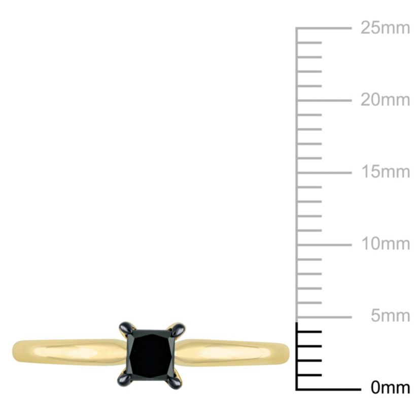 1/2 ct. t.w. Black Diamond Solitaire Engagement Ring in 10K Yellow Gold with Black Rhodium Plated