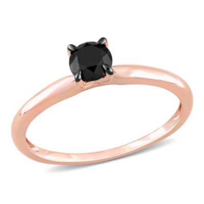 Belk & Co 1/2 ct. t.w. Black Diamond Solitaire Ring in 10K Rose Gold with Black Rhodium Plated, Pink, 9.5 -  0620400159766