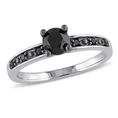 Belk & Co 4/5 ct. t.w. Black Diamond Engagement Ring in Sterling Silver with Black Rhodium Plated, White