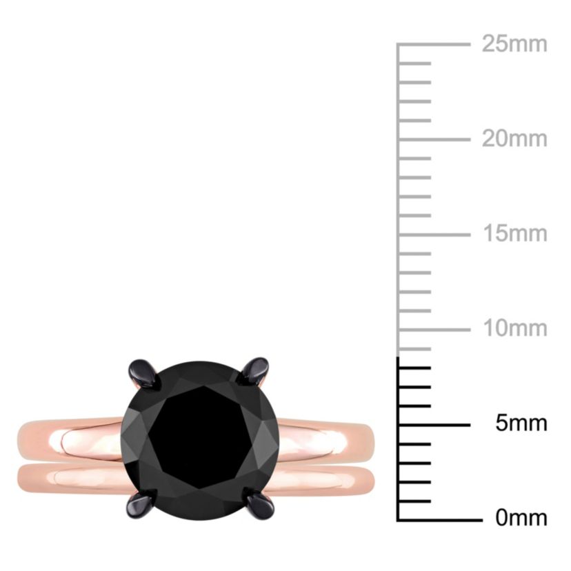 3 ct. t.w. Black Diamond Solitaire Bridal Set in 14K Rose Gold with Black Rhodium Plated