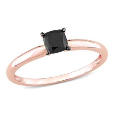 Belk & Co 1/2 ct. t.w. Black Diamond Solitaire Engagement Ring in 14K Rose Gold, Pink, 6 -  0620400157335