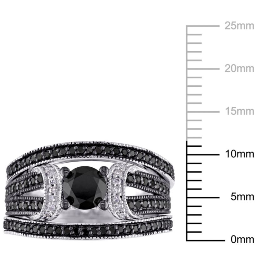1.27 ct. t.w. Black Diamond Split Shank Bridal Ring Set in Sterling Silver with Black Rhodium Plated