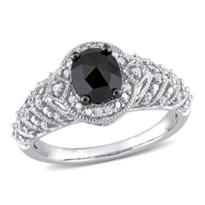 Belk & Co 1 ct. t.w. Black and White Diamond Engagement Ring in 10K White Gold with Black Rhodium Plated, 5