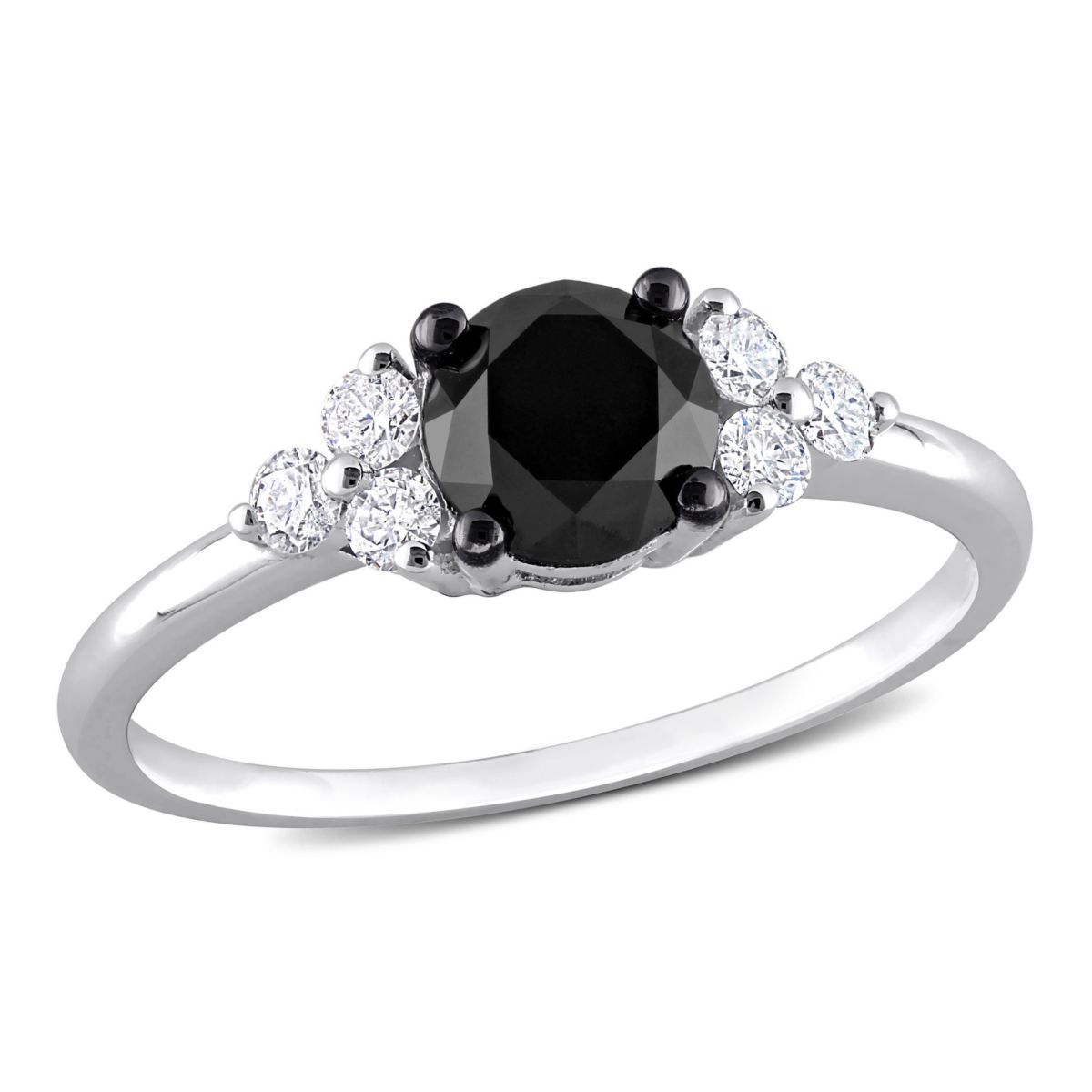1.21 ct. t.w. Black and White Diamond Engagement Ring in 10K White Gold