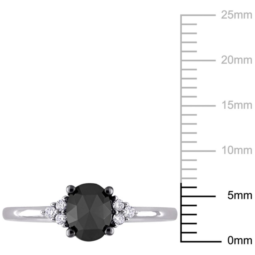 1 ct. t.w. Black and White Diamond Engagement Ring in 14K White Gold with Black Rhodium Plated