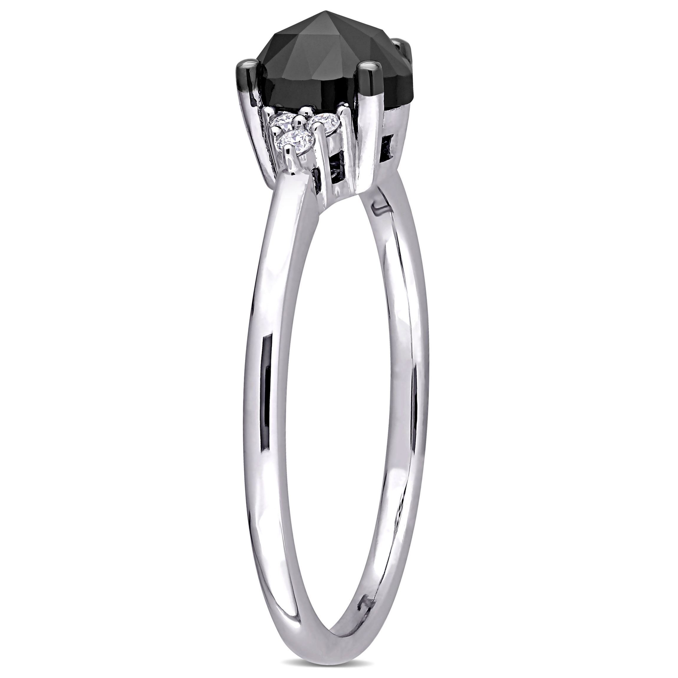 1 ct. t.w. Black and White Diamond Engagement Ring in 14K White Gold with Black Rhodium Plated