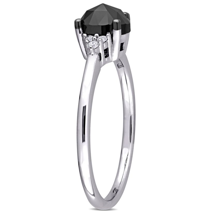 1 ct. t.w. Black and White Diamond Engagement Ring in 14K White Gold with Black Rhodium Plated