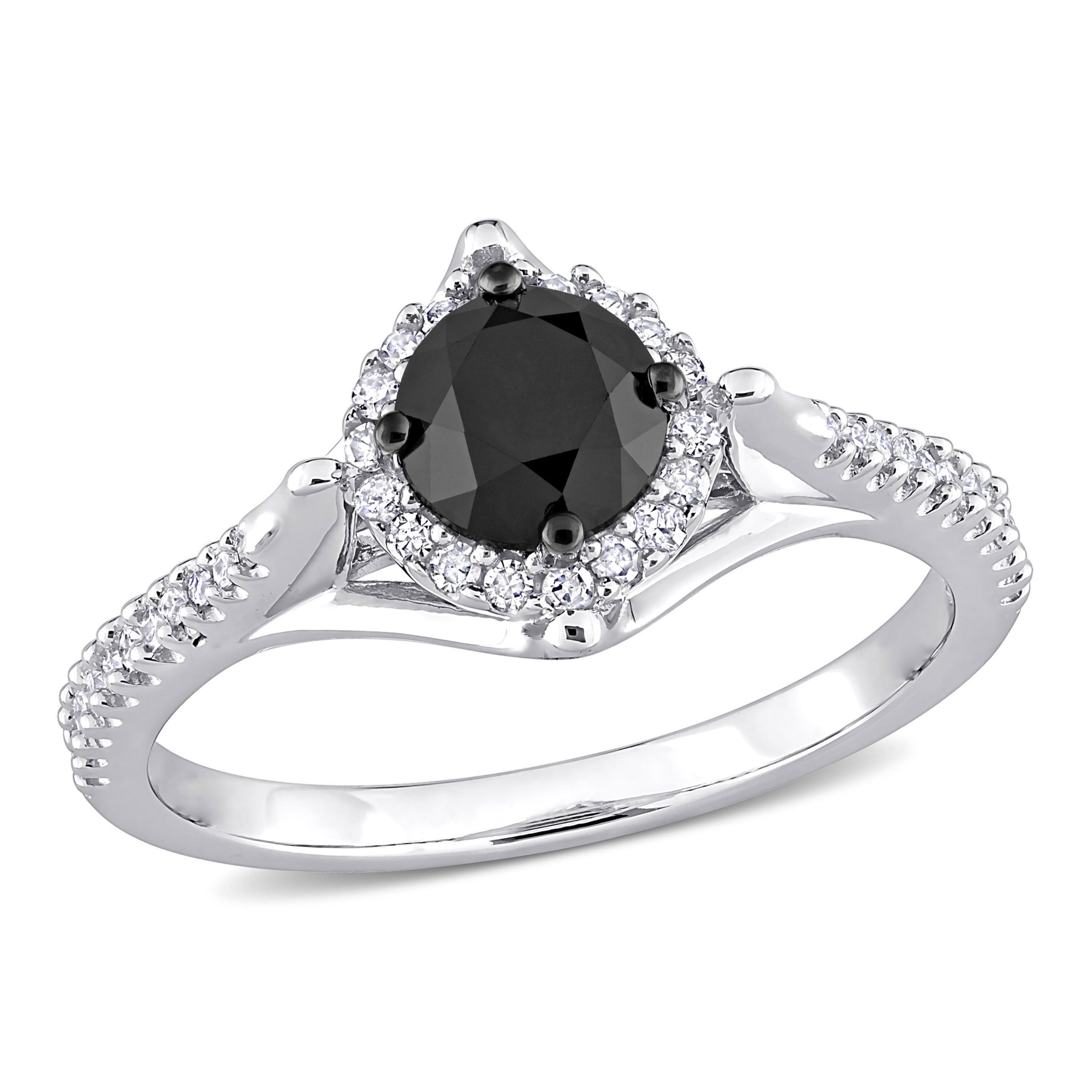 1.18 ct. t.w. Black and White Diamond Engagement Ring in 10K White Gold