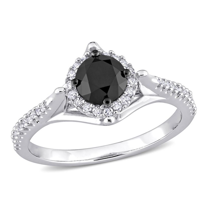 1.18 ct. t.w. Black and White Diamond Engagement Ring in 10K White Gold