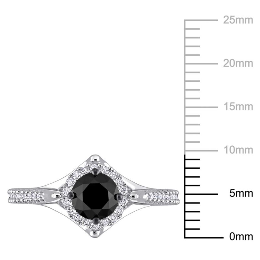 1.18 ct. t.w. Black and White Diamond Engagement Ring in 10K White Gold