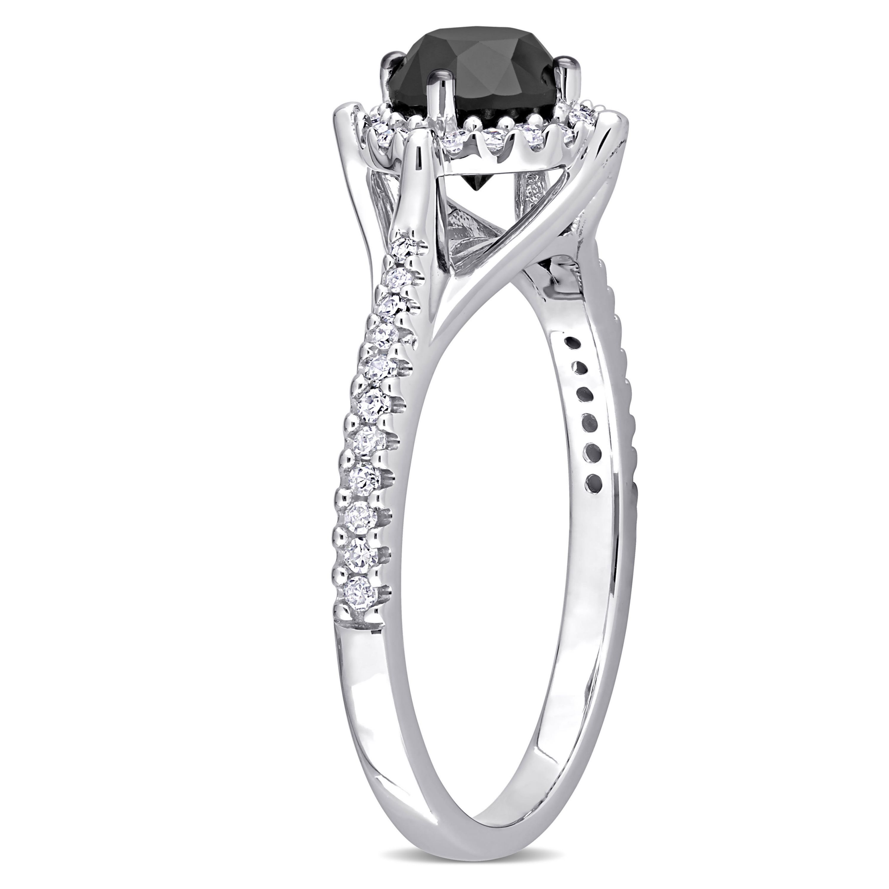 1.18 ct. t.w. Black and White Diamond Engagement Ring in 10K White Gold